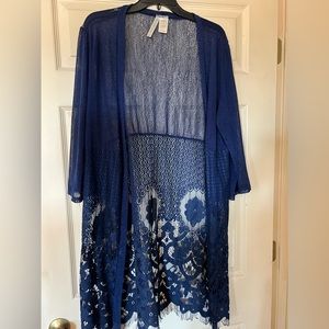 Long navy lace jacket